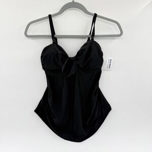 Old Navy Womens Black Tankini Swim‎ Top Tie Front Adjustable Straps 818077-00-1